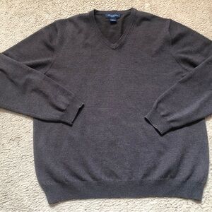 Brooks Brothers Sweater V-Neck Mens Large Merino Wool Stretch